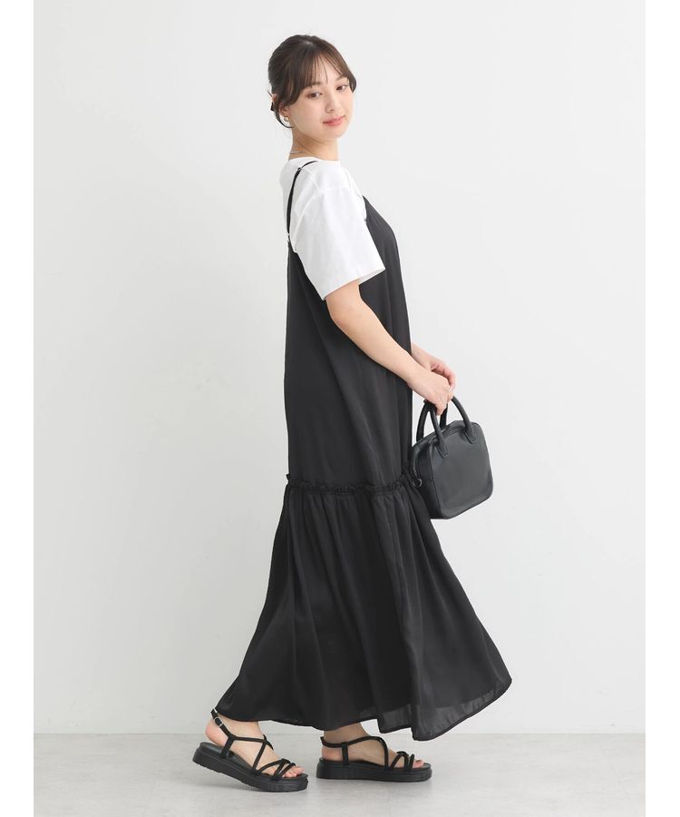earth music&ecology「サテンティアードキャミワンピース」|ワンピース|