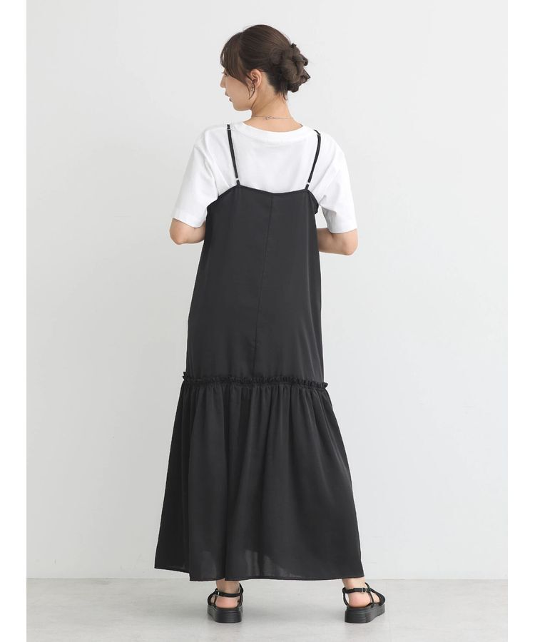 earth music&ecology「サテンティアードキャミワンピース」|ワンピース|