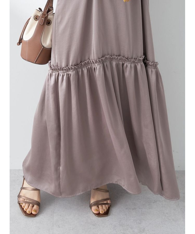 earth music&ecology「サテンティアードキャミワンピース」|ワンピース|