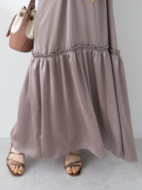 earth music&ecology「サテンティアードキャミワンピース」|ワンピース|