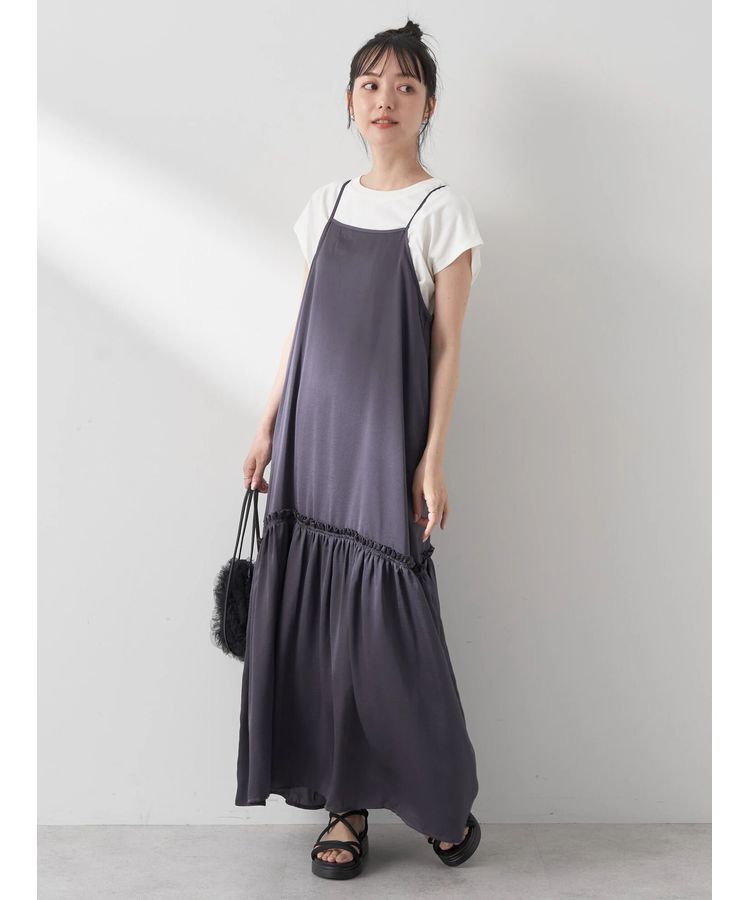 earth music&ecology「サテンティアードキャミワンピース」|ワンピース|