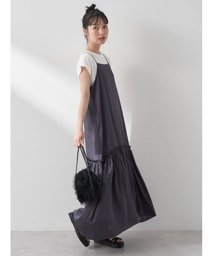 earth music&ecology「サテンティアードキャミワンピース」|ワンピース|