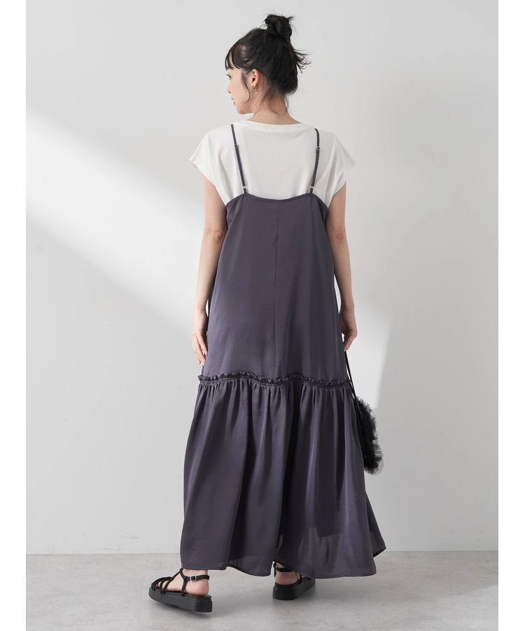 earth music&ecology「サテンティアードキャミワンピース」|ワンピース|