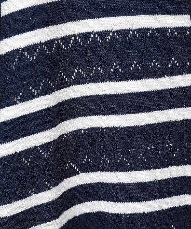 earth music&ecology「透かし編みボーダーカーディガン」|カーディガン|