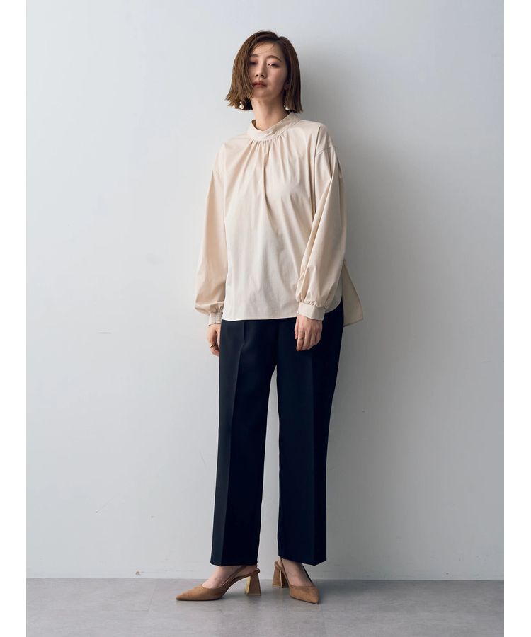 YECCA VECCA「スタンドカラーギャザーブラウス」|シャツ・ブラウス|