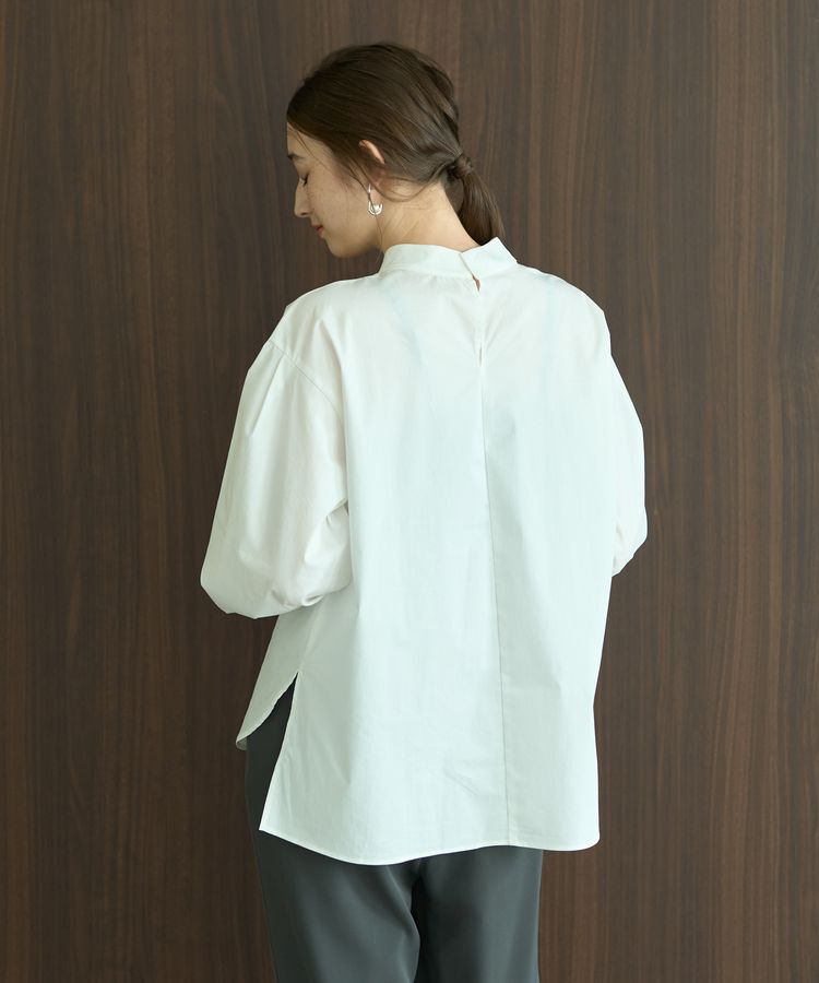 YECCA VECCA「スタンドカラーギャザーブラウス」|シャツ・ブラウス|