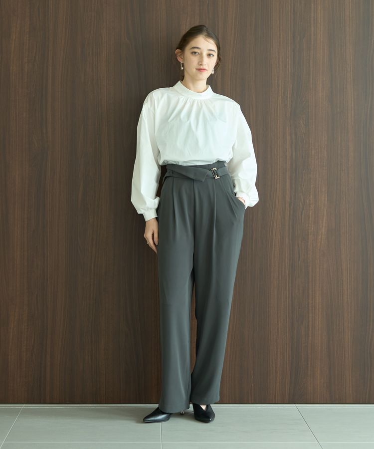 YECCA VECCA「スタンドカラーギャザーブラウス」|シャツ・ブラウス|