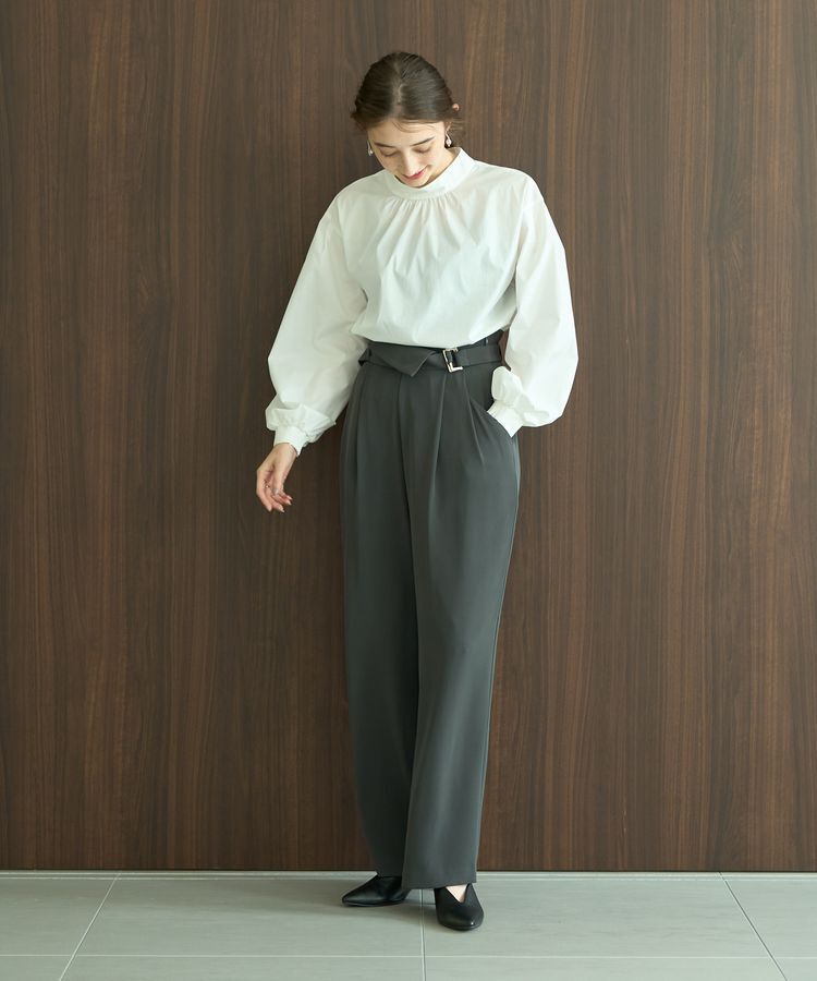 YECCA VECCA「スタンドカラーギャザーブラウス」|シャツ・ブラウス|