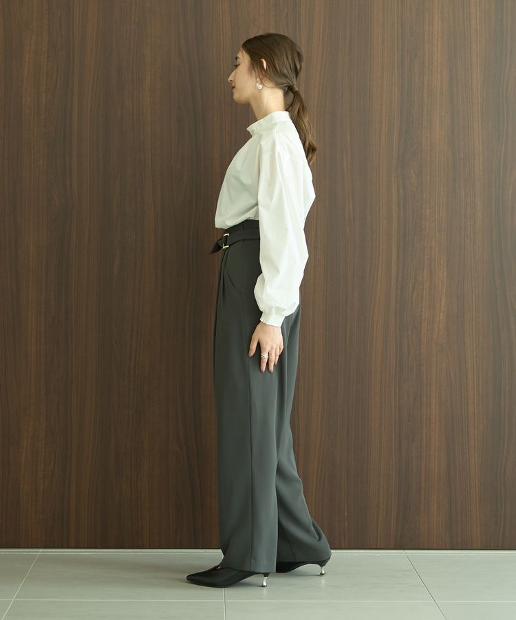 YECCA VECCA「スタンドカラーギャザーブラウス」|シャツ・ブラウス|