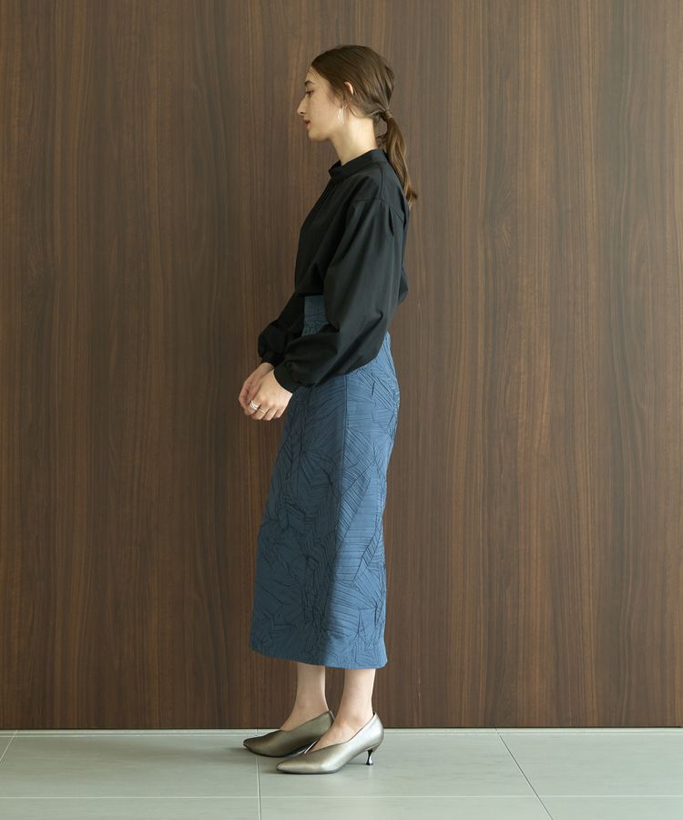 YECCA VECCA「スタンドカラーギャザーブラウス」|シャツ・ブラウス|