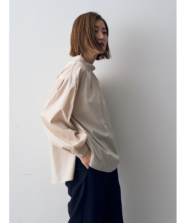 YECCA VECCA「スタンドカラーギャザーブラウス」|シャツ・ブラウス|