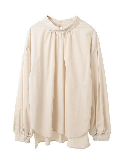 YECCA VECCA「スタンドカラーギャザーブラウス」|シャツ・ブラウス|