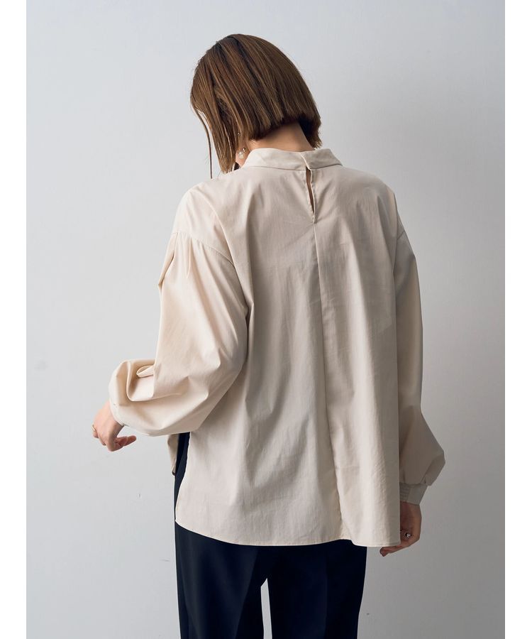 YECCA VECCA「スタンドカラーギャザーブラウス」|シャツ・ブラウス|