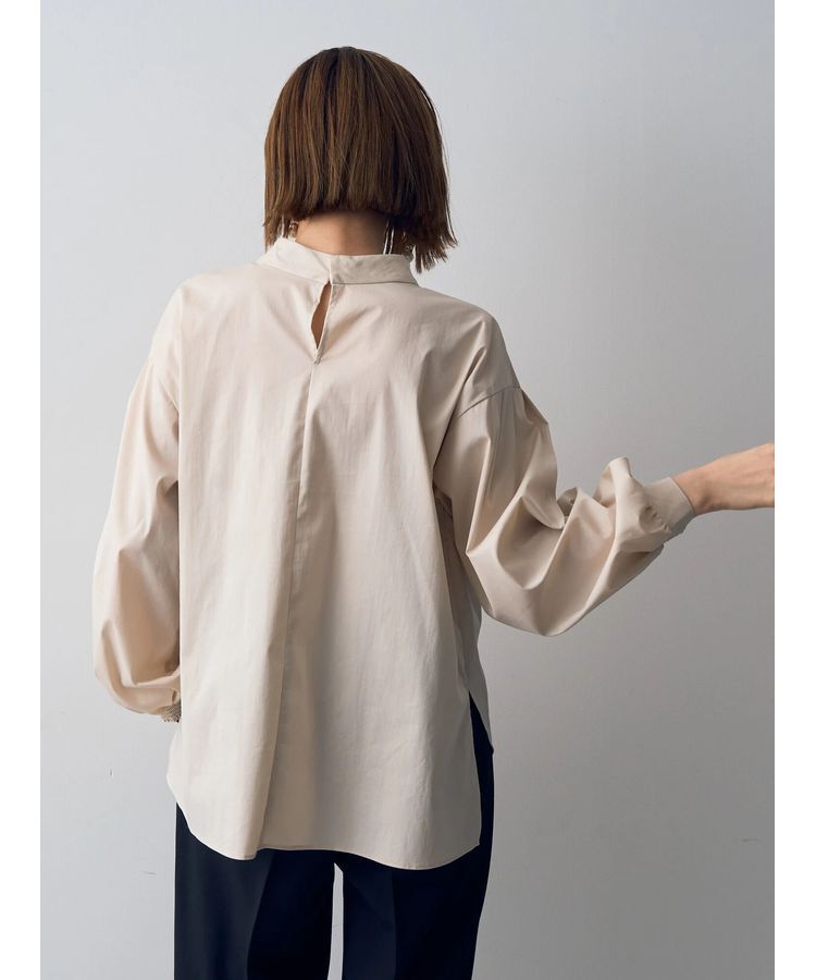 YECCA VECCA「スタンドカラーギャザーブラウス」|シャツ・ブラウス|