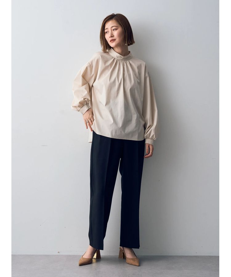 YECCA VECCA「スタンドカラーギャザーブラウス」|シャツ・ブラウス|
