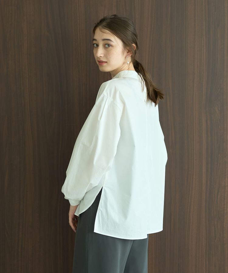 YECCA VECCA「スタンドカラーギャザーブラウス」|シャツ・ブラウス|
