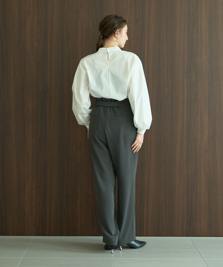 YECCA VECCA「スタンドカラーギャザーブラウス」|シャツ・ブラウス|