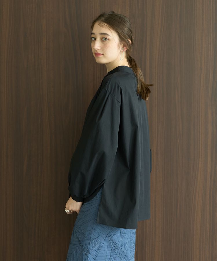 YECCA VECCA「スタンドカラーギャザーブラウス」|シャツ・ブラウス|