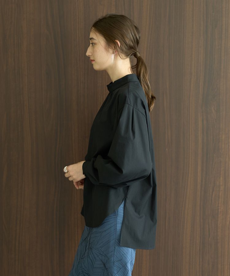 YECCA VECCA「スタンドカラーギャザーブラウス」|シャツ・ブラウス|