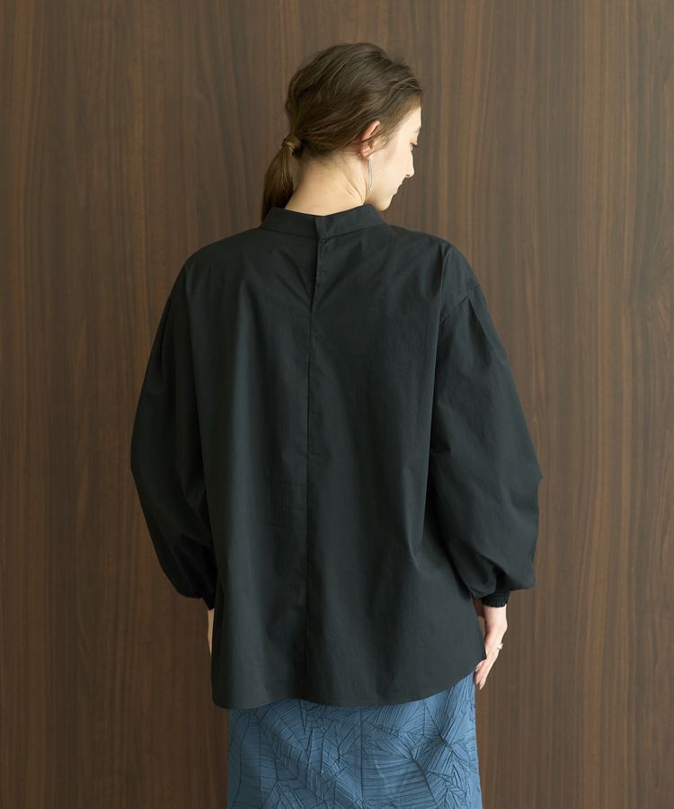 YECCA VECCA「スタンドカラーギャザーブラウス」|シャツ・ブラウス|