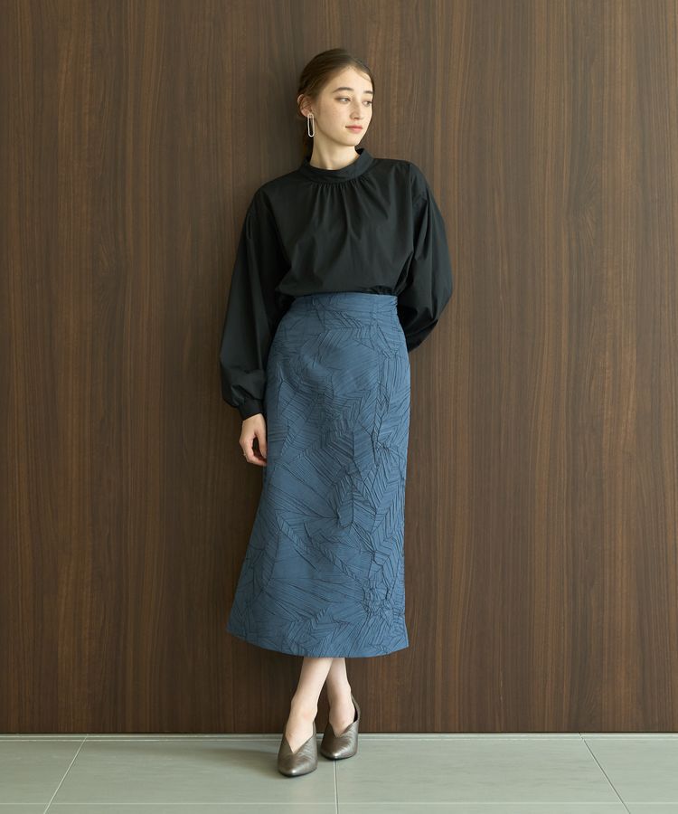 YECCA VECCA「スタンドカラーギャザーブラウス」|シャツ・ブラウス|