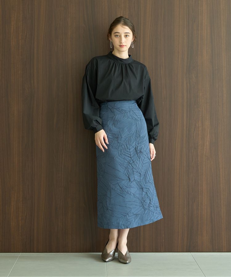 YECCA VECCA「スタンドカラーギャザーブラウス」|シャツ・ブラウス|