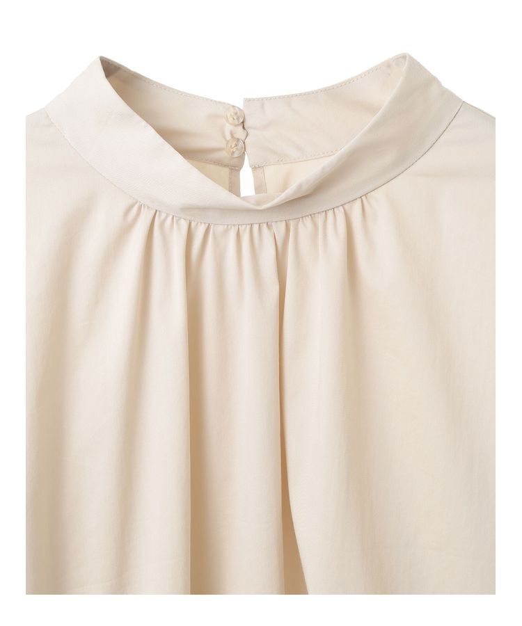 YECCA VECCA「スタンドカラーギャザーブラウス」|シャツ・ブラウス|