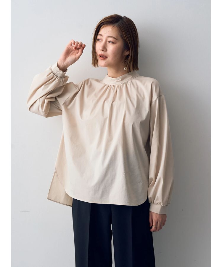 YECCA VECCA「スタンドカラーギャザーブラウス」|シャツ・ブラウス|