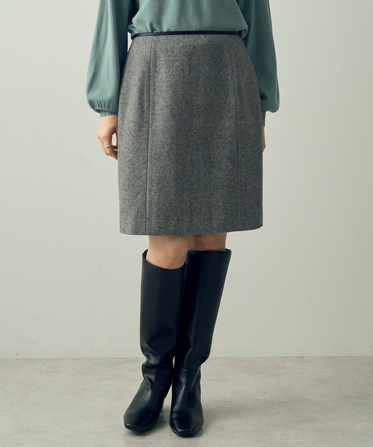 YECCA VECCA「ツイードパイピングスカート」|タイト|グレー