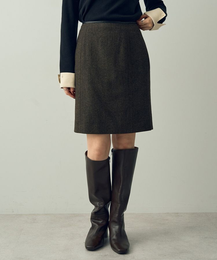 YECCA VECCA「ツイードパイピングスカート」|タイト|