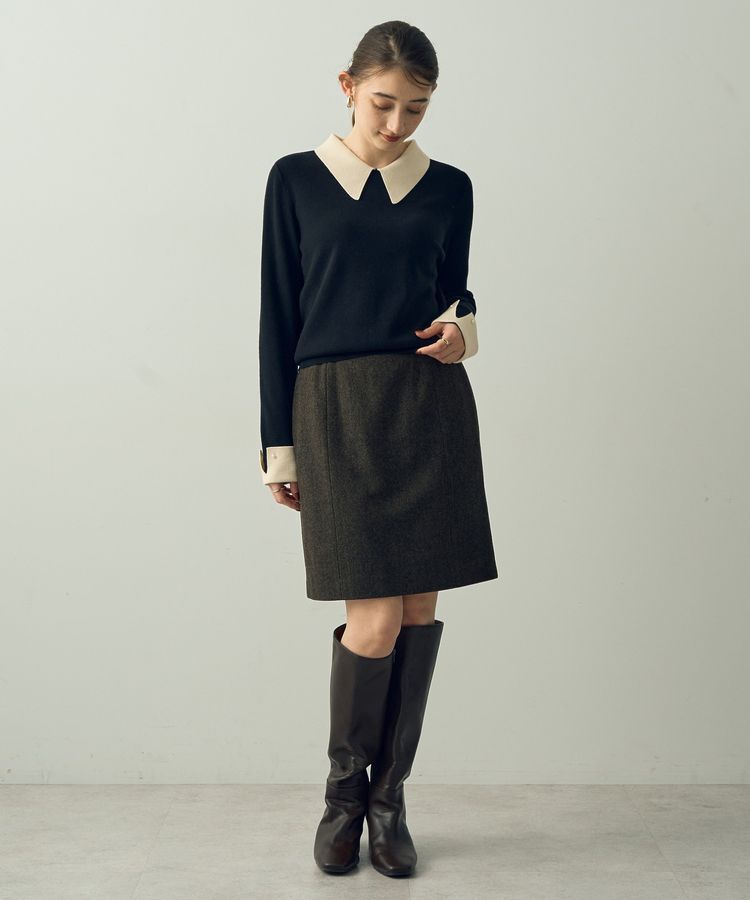 YECCA VECCA「ツイードパイピングスカート」|タイト|