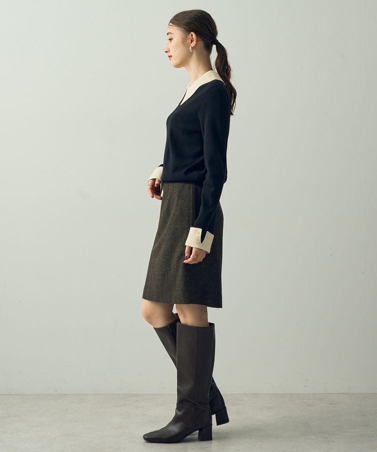 YECCA VECCA「ツイードパイピングスカート」|タイト|