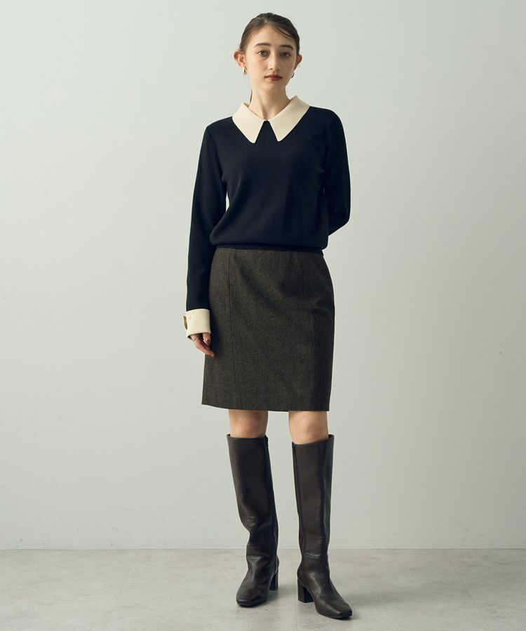 YECCA VECCA「ツイードパイピングスカート」|タイト|