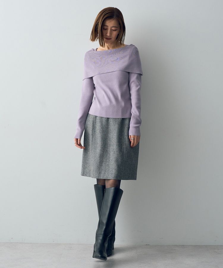 YECCA VECCA「ツイードパイピングスカート」|タイト|