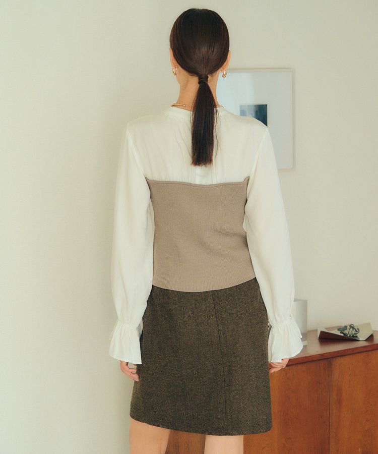 YECCA VECCA「ツイードパイピングスカート」|タイト|