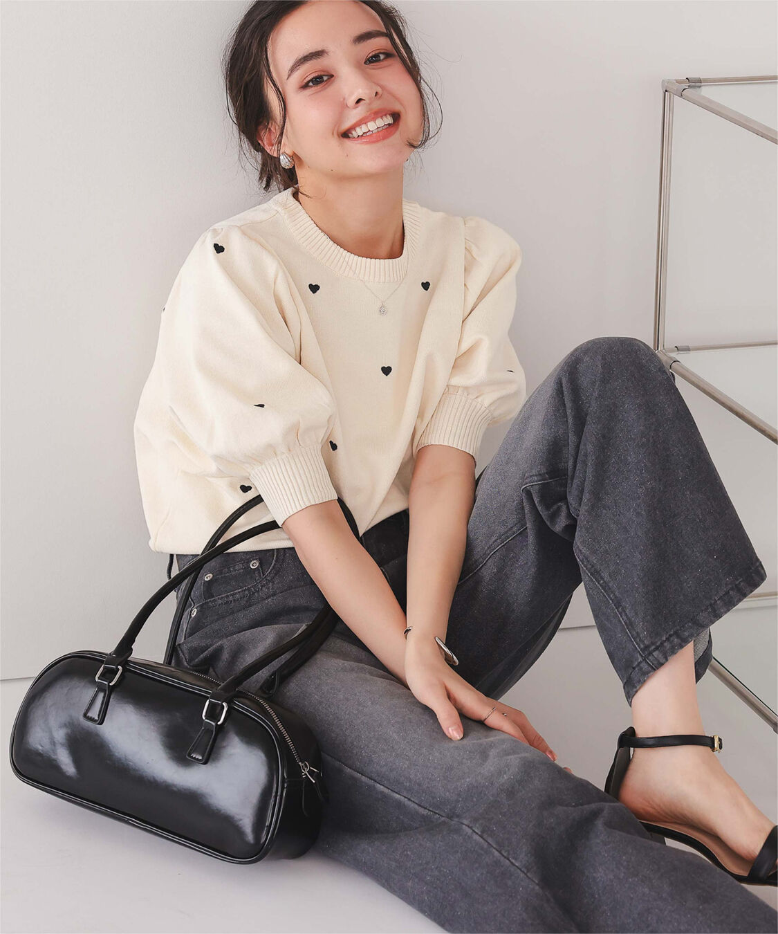 titivate「ハート柄ボリュームスリーブプルオーバー」|Tシャツ・カットソー|