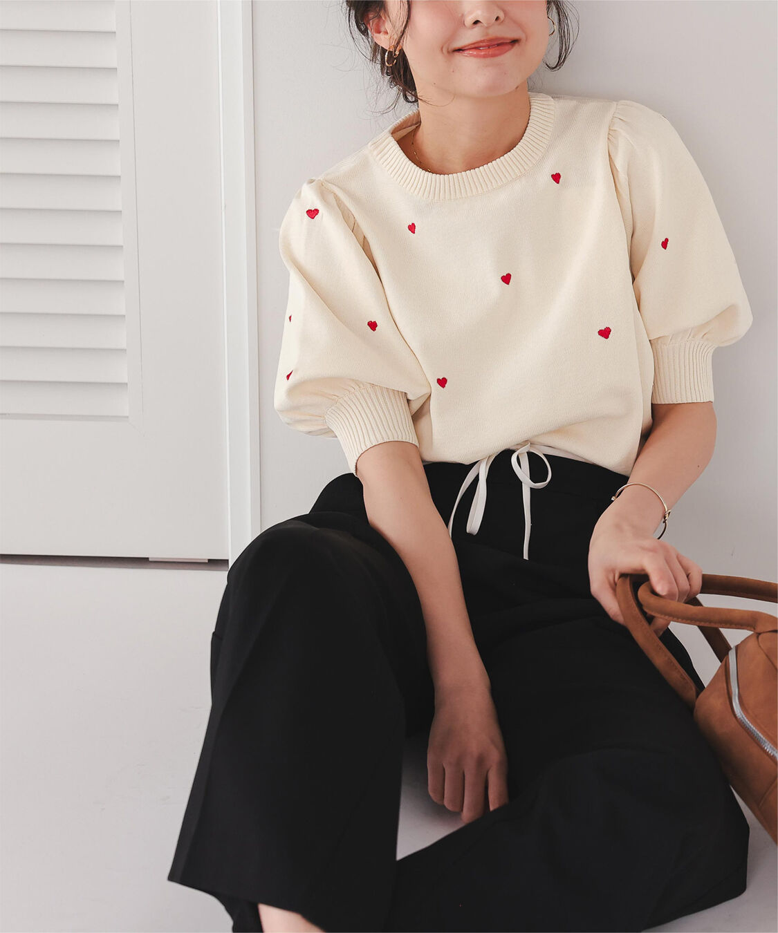 titivate「ハート柄ボリュームスリーブプルオーバー」|Tシャツ・カットソー|