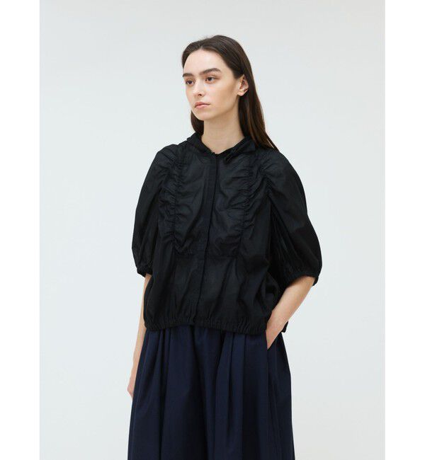 mizuiro ind「mizuiro ind ギャザーフード付きシャツ」|シャツ・ブラウス|