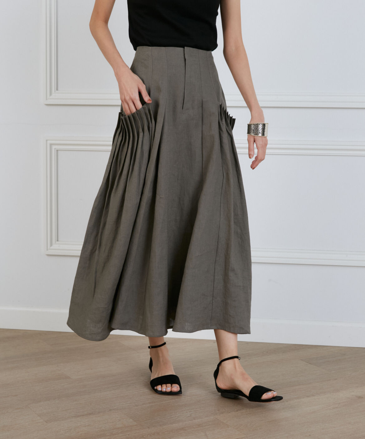 INED「リネンボックスプリーツスカート《la veille by SUPERIOR CLOSET》」|スカート|