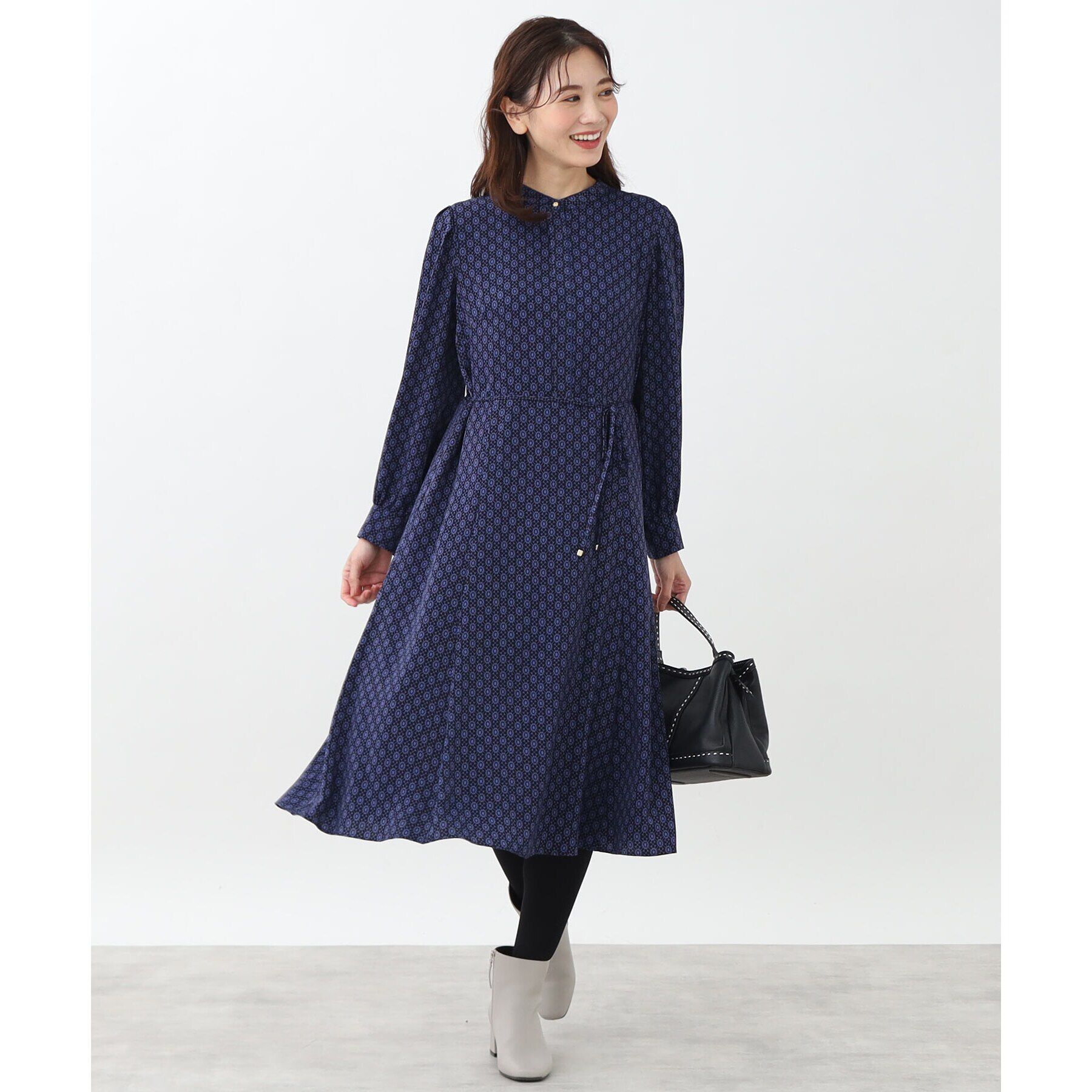 Reflect「【WEB限定カラーあり／マシンウォッシュ可】幾何柄プリントワンピース」|ワンピース|