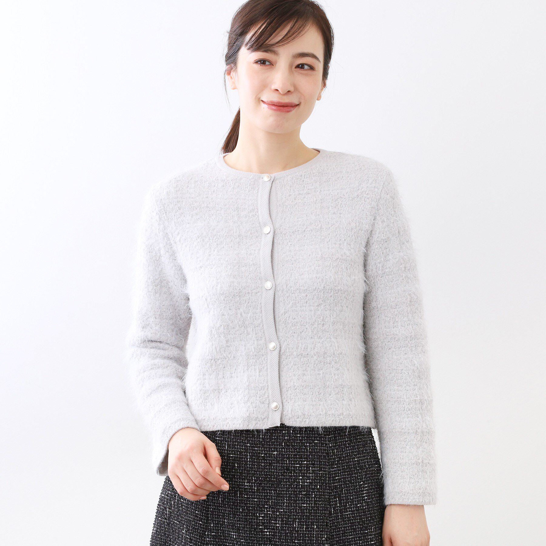 Reflect「【お食事会やお出かけに◎】ふんわりジャカード編みカーディガン」|カーディガン|