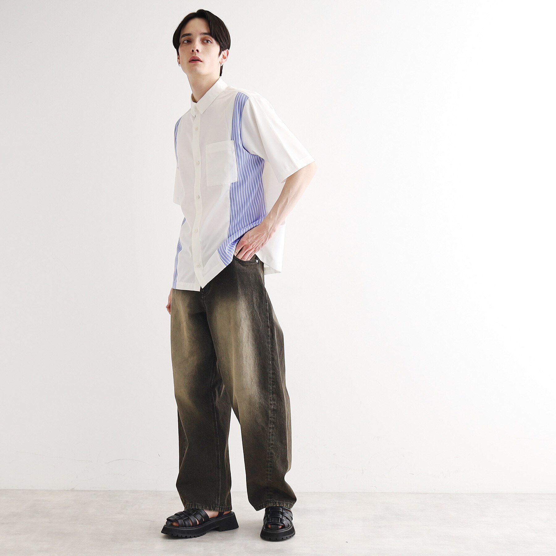 tk.TAKEO KIKUCHI「ストライプスイッチシャツ」|シャツ・ブラウス|