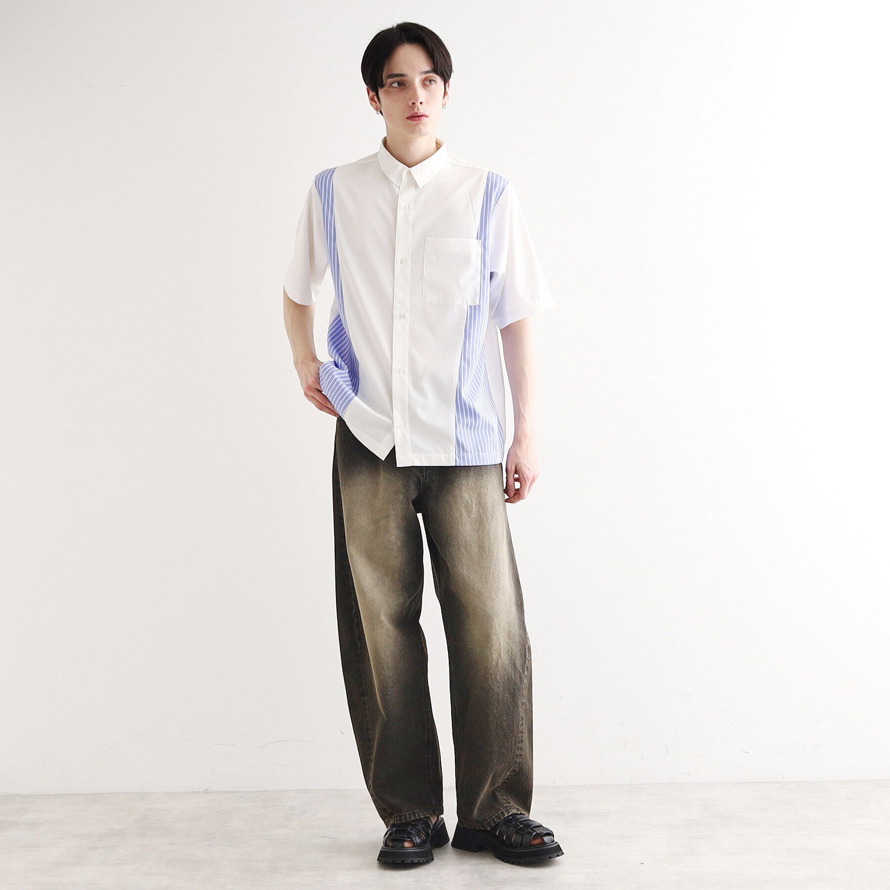 tk.TAKEO KIKUCHI「ストライプスイッチシャツ」|シャツ・ブラウス|