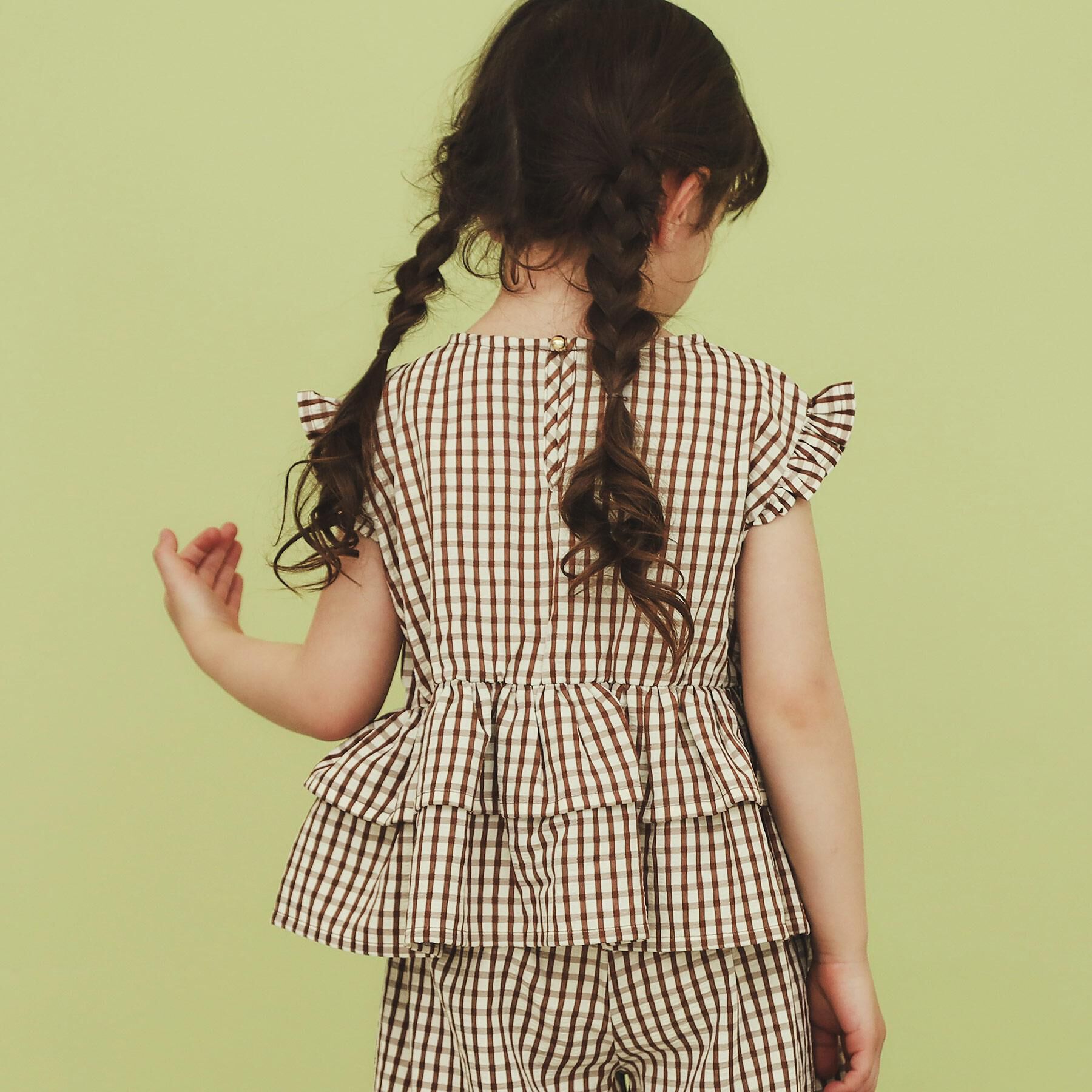 THE SHOP TK「【110-150】ギンガムチェックティアードブラウス/セットアップ可・洗濯機OK」|シャツ・ブラウス|