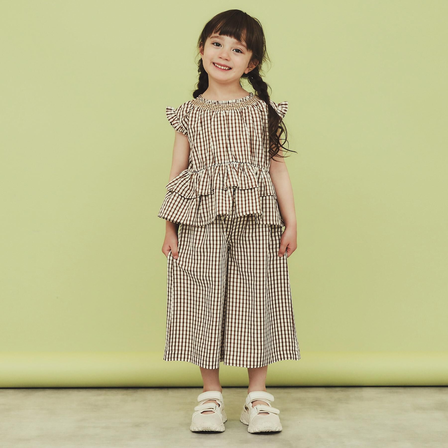 THE SHOP TK「【110-150】ギンガムチェックティアードブラウス/セットアップ可・洗濯機OK」|シャツ・ブラウス|