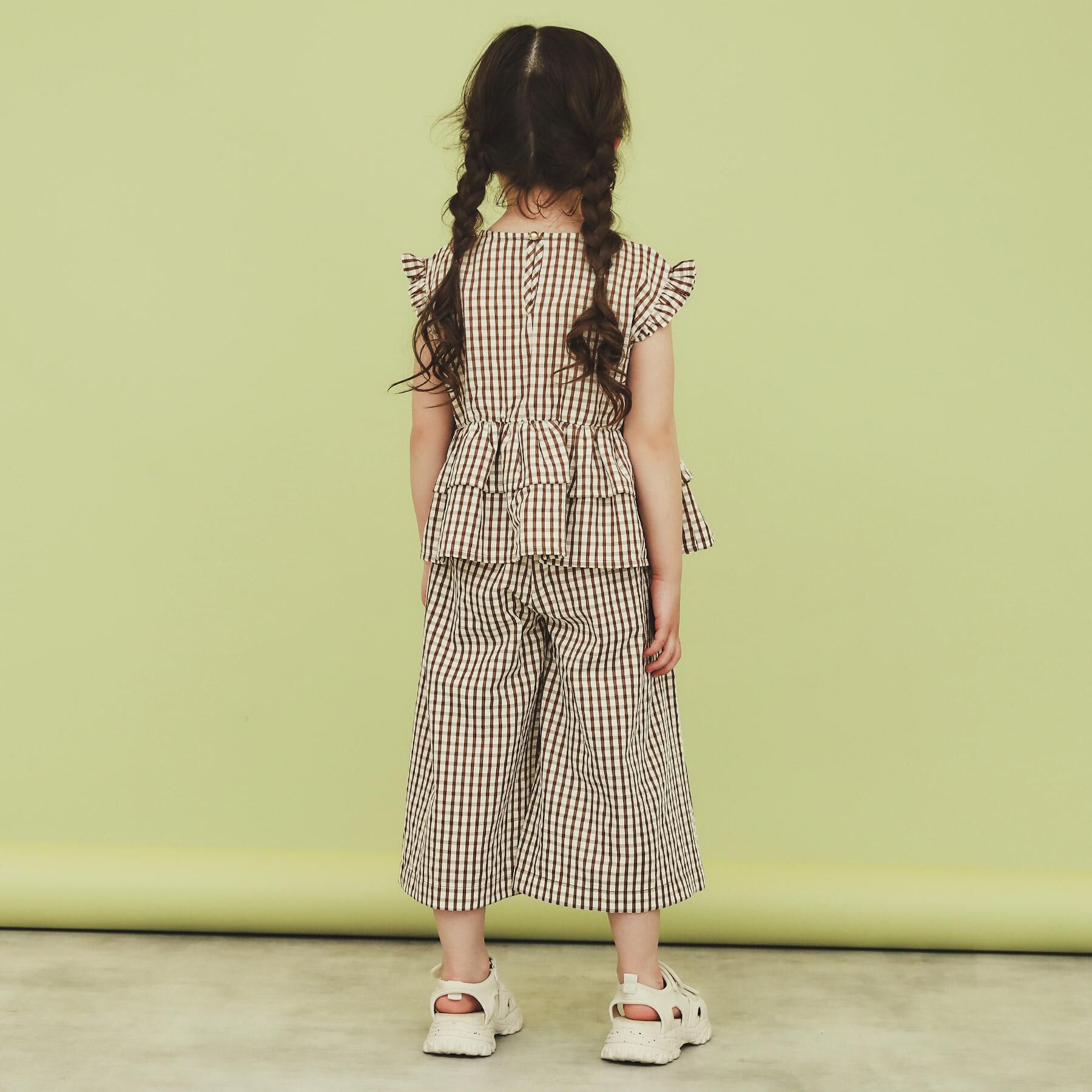 THE SHOP TK「【110-150】ギンガムチェックティアードブラウス/セットアップ可・洗濯機OK」|シャツ・ブラウス|