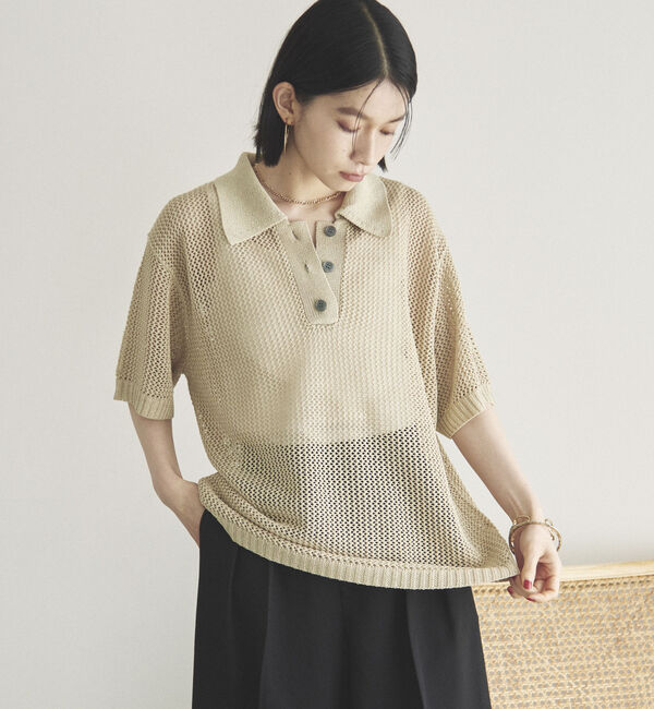 Doux archives「メッシュポロニット」|ニット・セーター|BEIGE