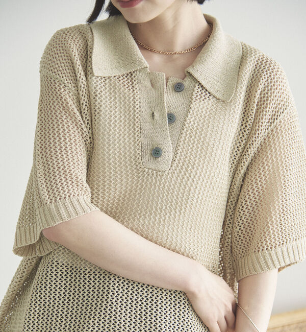 Doux archives「メッシュポロニット」|ニット・セーター|