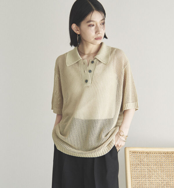 Doux archives「メッシュポロニット」|ニット・セーター|