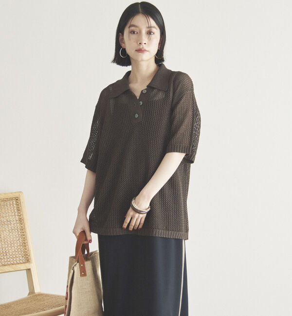 Doux archives「メッシュポロニット」|ニット・セーター|